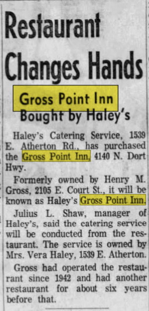 Gross Point Inn (Gross-Point Drive-In) - Oct 15 1961 Article (newer photo)